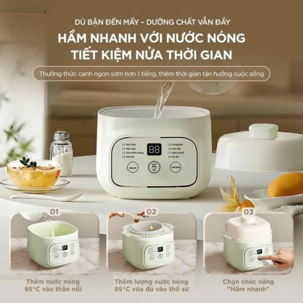 Nồi Nấu Chậm 0.8L Bear Est-085Dh 29 Nồi Nấu Chậm 0.8L Bear Est-085Dh - Akia Smart Home