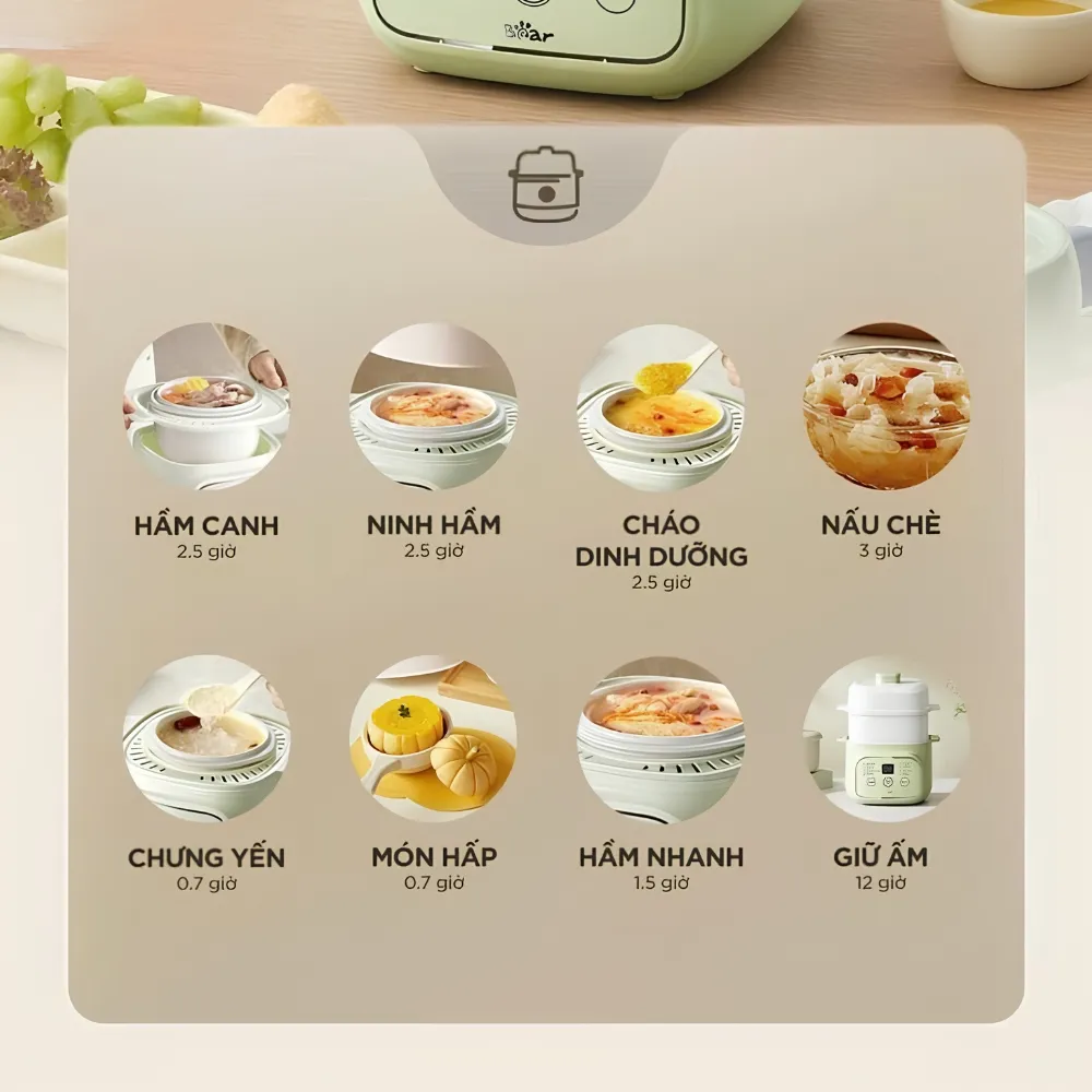 Nồi Nấu Chậm 0.8L Bear Est-085Dh 32 Nồi Nấu Chậm 0.8L Bear Est-085Dh - Akia Smart Home