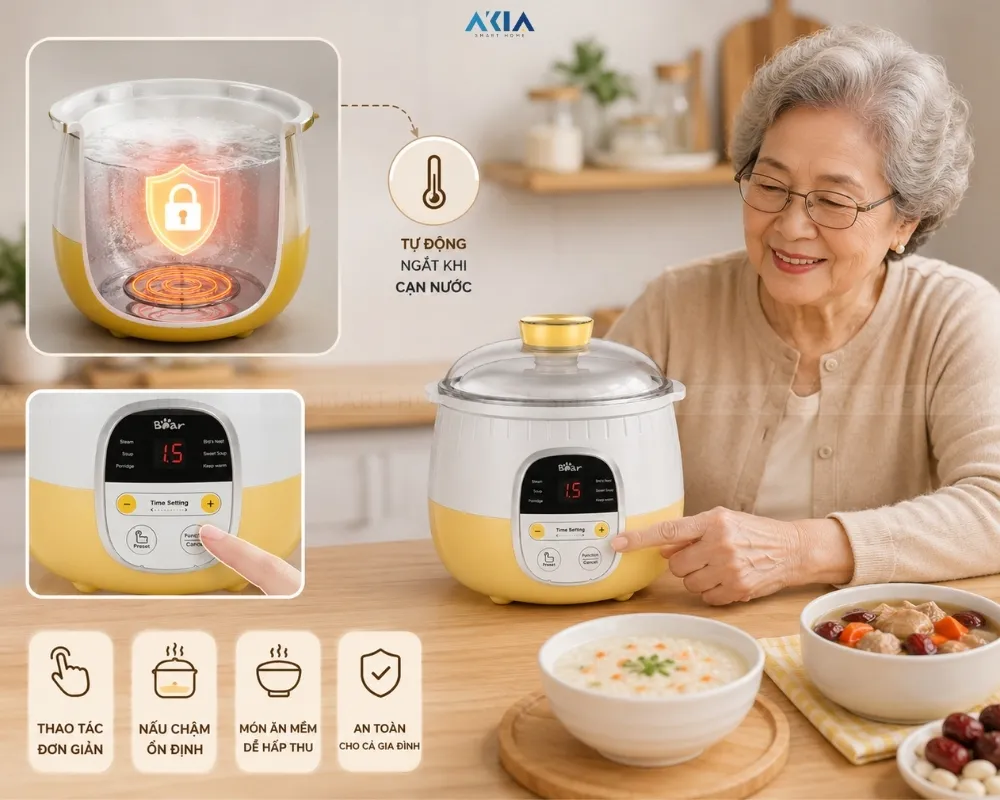 Nồi Nấu Chậm Bear Sube001 0.8L 26 Nồi Nấu Chậm Bear Sube001 0.8L - Akia Smart Home