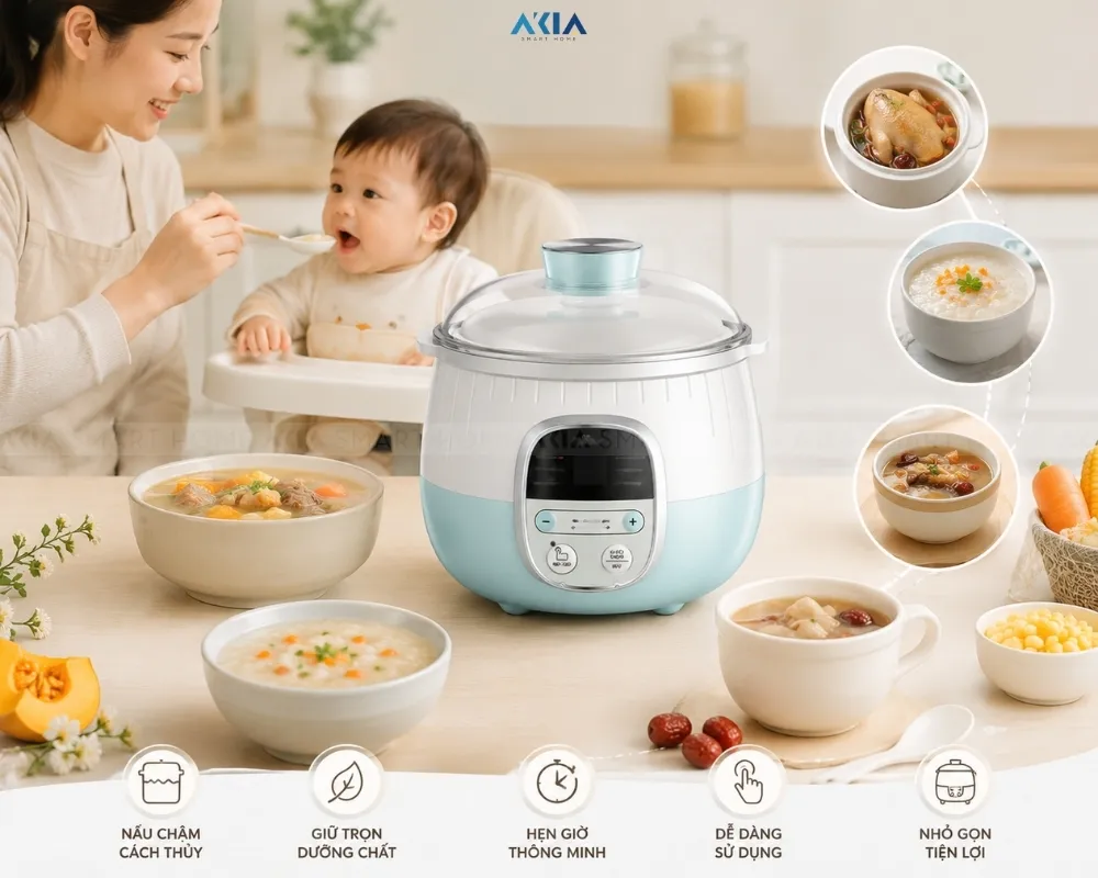 Nồi Nấu Chậm Bear Sube001 0.8L 19 Nồi Nấu Chậm Bear Sube001 0.8L - Akia Smart Home