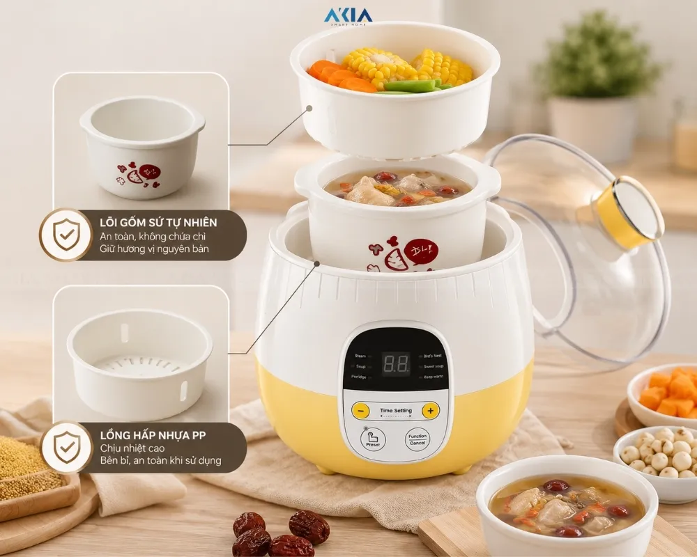Nồi Nấu Chậm Bear Sube001 0.8L 25 Nồi Nấu Chậm Bear Sube001 0.8L - Akia Smart Home