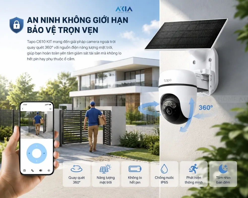 Camera An Ninh Quay Quét Năng Lượng Mặt Trời Tapo C610 Kit 8 Camera An Ninh Quay Quét Năng Lượng Mặt Trời Tapo C610 Kit - Akia Smart Home