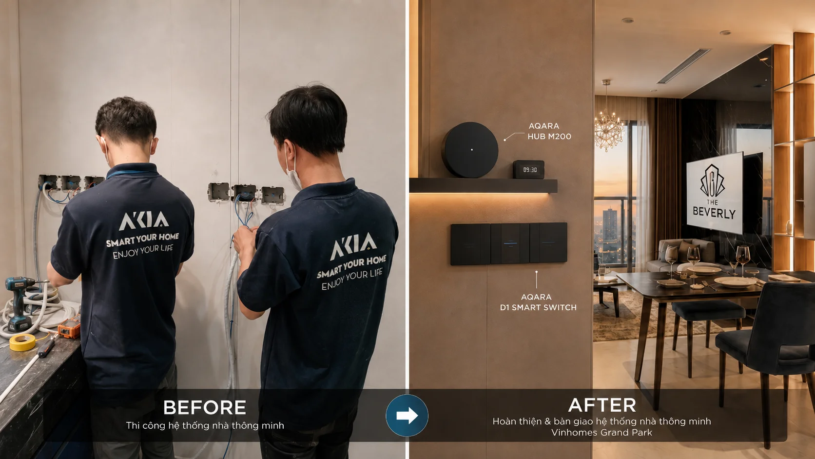Kinh Nghiệm Làm Smart Home Cho Nhà Mới: 10 Việc Cần Chuẩn Bị 9 Công Trình Smarthome Akia Vinhomes Grand Park Trước Sau — Lắp Đặt Aqara D1, Hub M200
