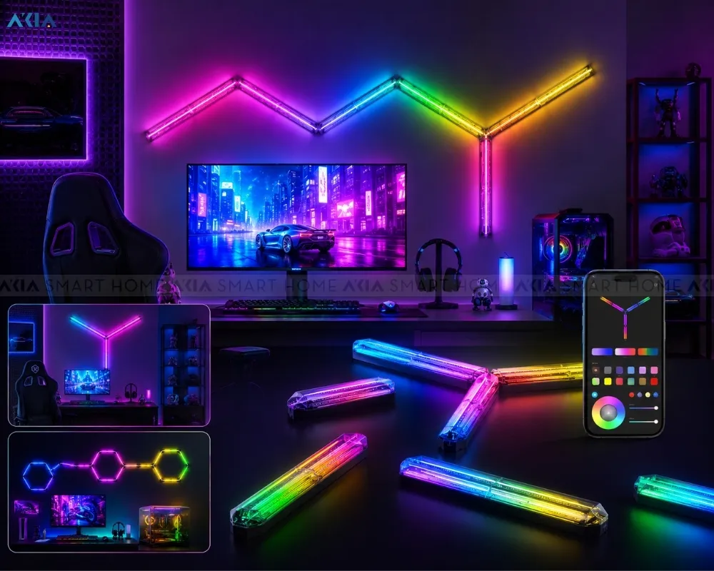 Đèn Led Dán Tường Govee Gaming Wall Light H6063 25 Đèn Led Dán Tường Govee Gaming Wall Light H6063 - Akia Smart Home