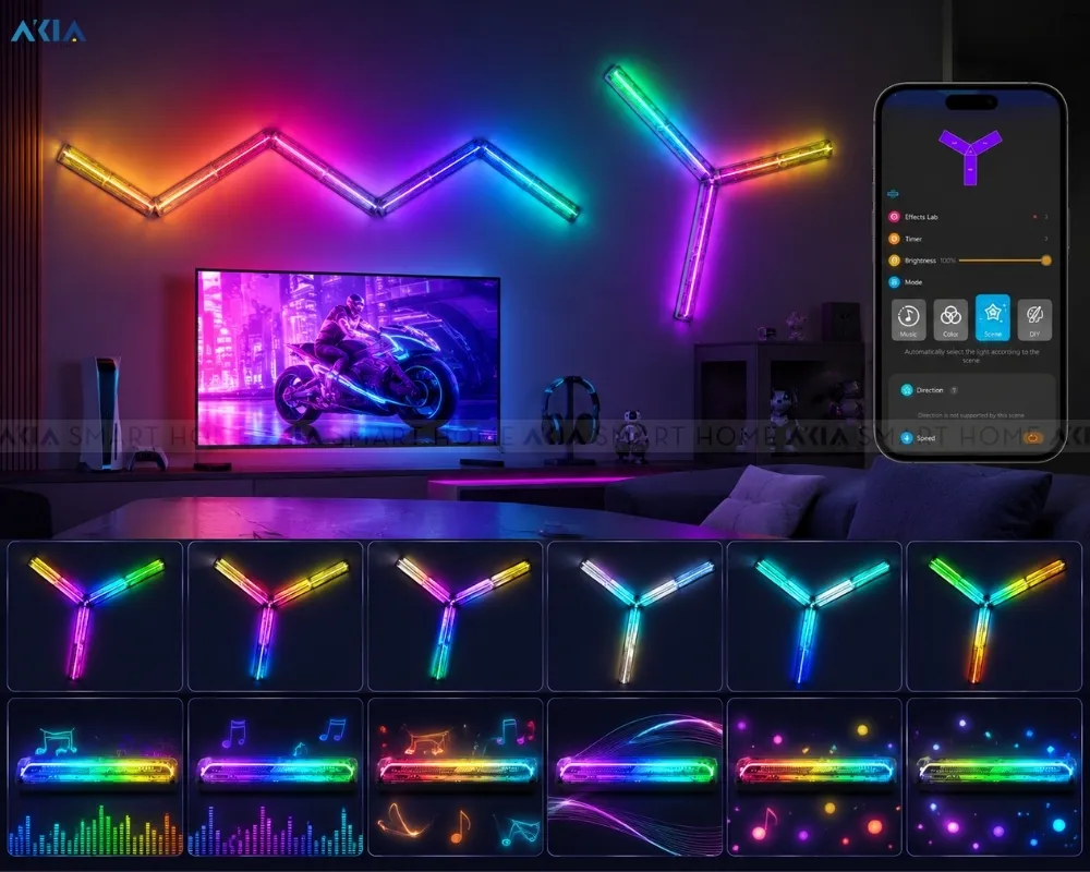 Đèn Led Dán Tường Govee Gaming Wall Light H6063 30 Đèn Led Dán Tường Govee Gaming Wall Light H6063 - Akia Smart Home