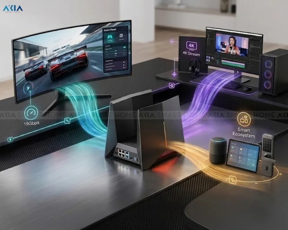 Router Wi-Fi 7 Gaming Archer Ge800 Be19000 9 Router Wi-Fi 7 Archer Ge800 Be19000 Ba Băng Tần - Akia Smart Home