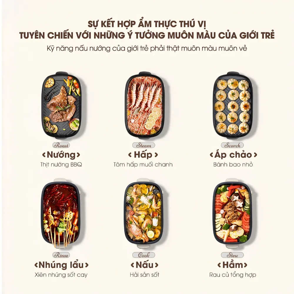 Nồi Lẩu Nướng Điện Bear Sb-Nl45K 12 Nồi Lẩu Nướng Bear Sb-Nl45K - Akia Smart Home