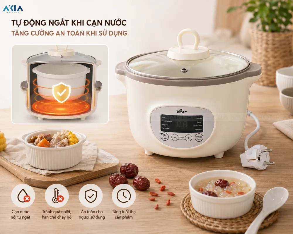 Nồi Nấu Chậm Bear Sube002 1.6L 37 Nồi Nấu Chậm 1.6L Bear Sube002 - Akia Smart Home