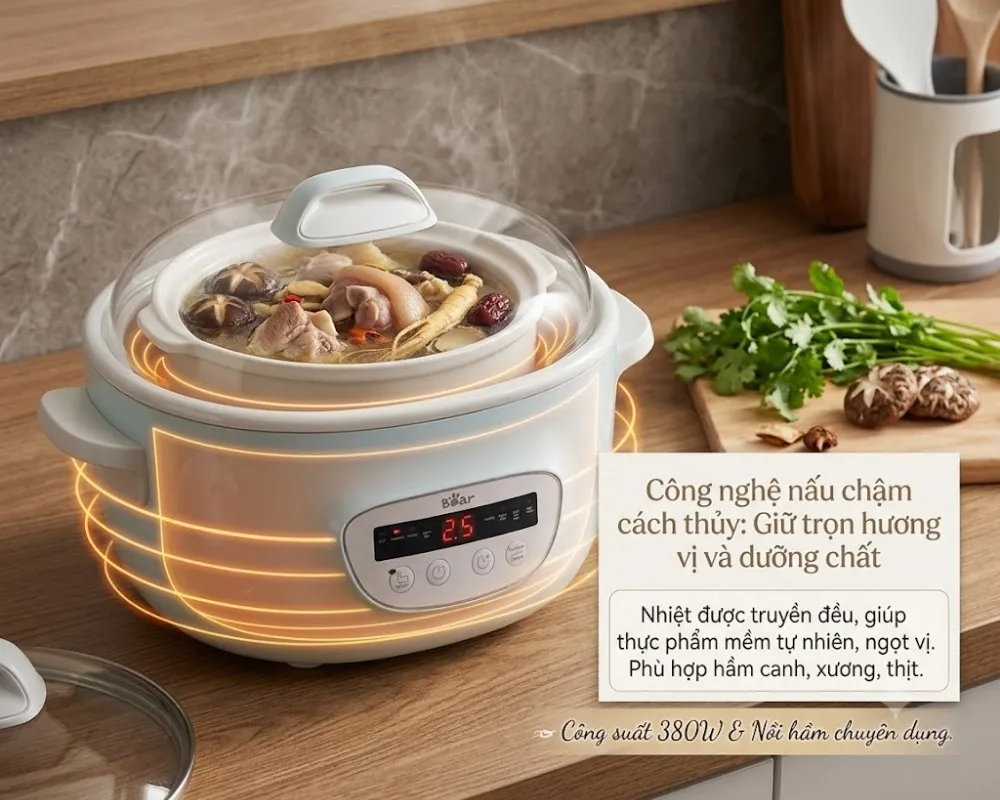 Nồi Nấu Chậm Bear Sube003 2.5L 12 Nồi Nấu Chậm Bear Sube003 2.5L - Akia Smart Home