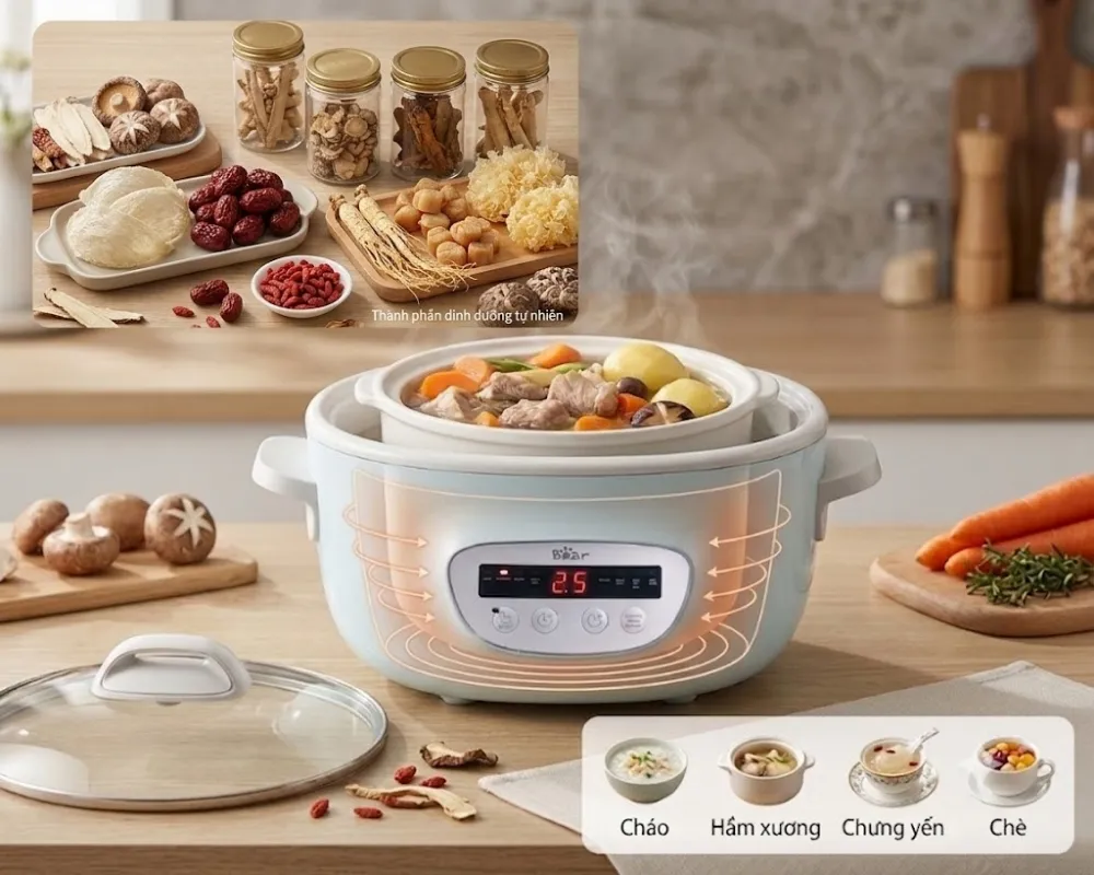 Nồi Nấu Chậm Bear Sube003 2.5L 10 Nồi Nấu Chậm Bear Sube003 2.5L - Akia Smart Home