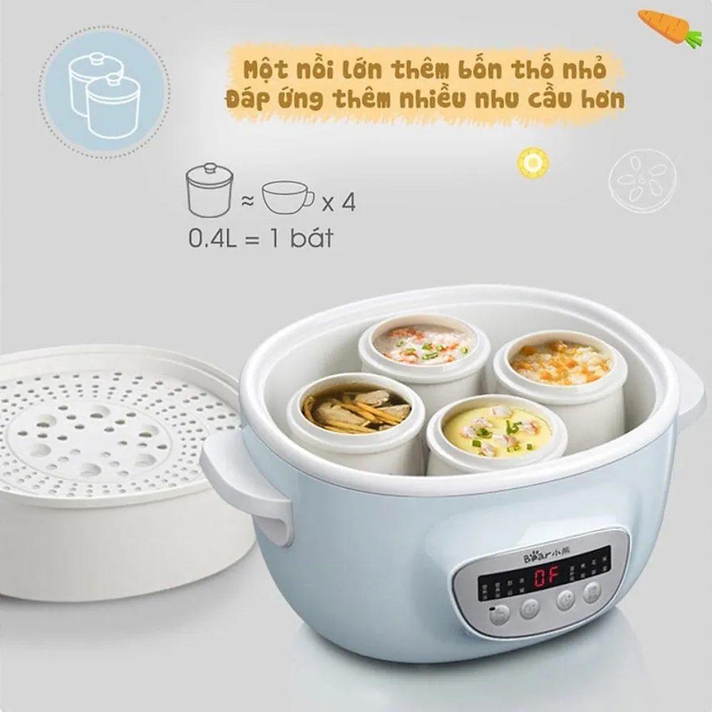 Nồi Nấu Chậm Bear Sube003 2.5L 11 Nồi Nấu Chậm Bear Sube003 2.5L - Akia Smart Home