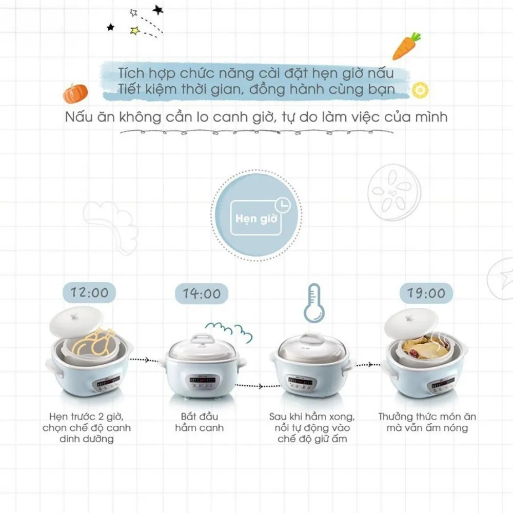 Nồi Nấu Chậm Bear Sube003 2.5L 14 Nồi Nấu Chậm Bear Sube003 2.5L - Akia Smart Home