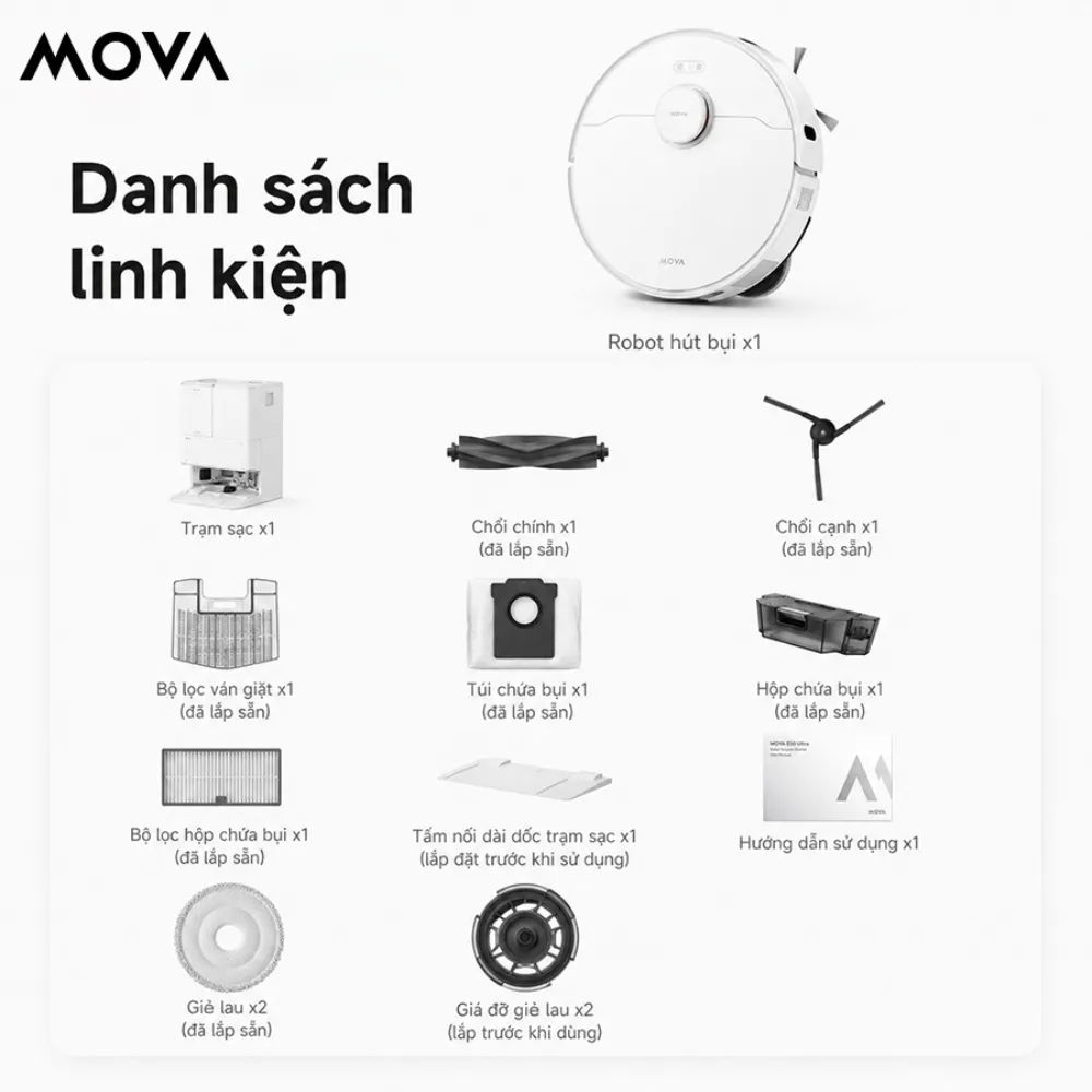 Robot Hút Bụi Lau Nhà Mova E50 Ultra 38 Robot Hút Bụi Lau Nhà Mova E50 Ultra - Akia Smart Home