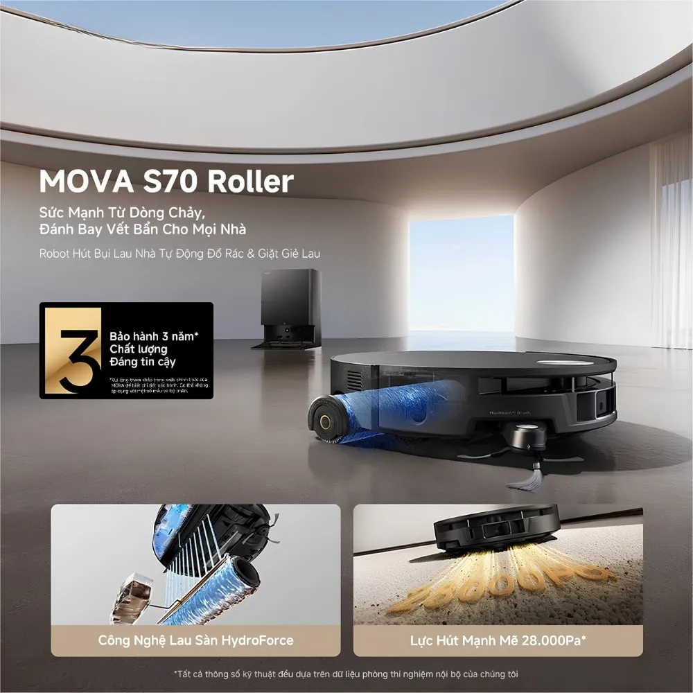 Robot Hút Bụi Lau Nhà Mova S70 Roller 13 Robot Hút Bụi Lau Nhà Mova S70 Roller - Akia Smart Home