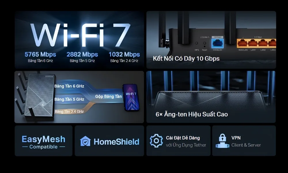 Router Wifi 7 Ba Băng Tần Be9700 Tp-Link Archer Be600 14 Router Wifi 7 Ba Băng Tần Be9700 Archer Be600 - Akia Smart Home