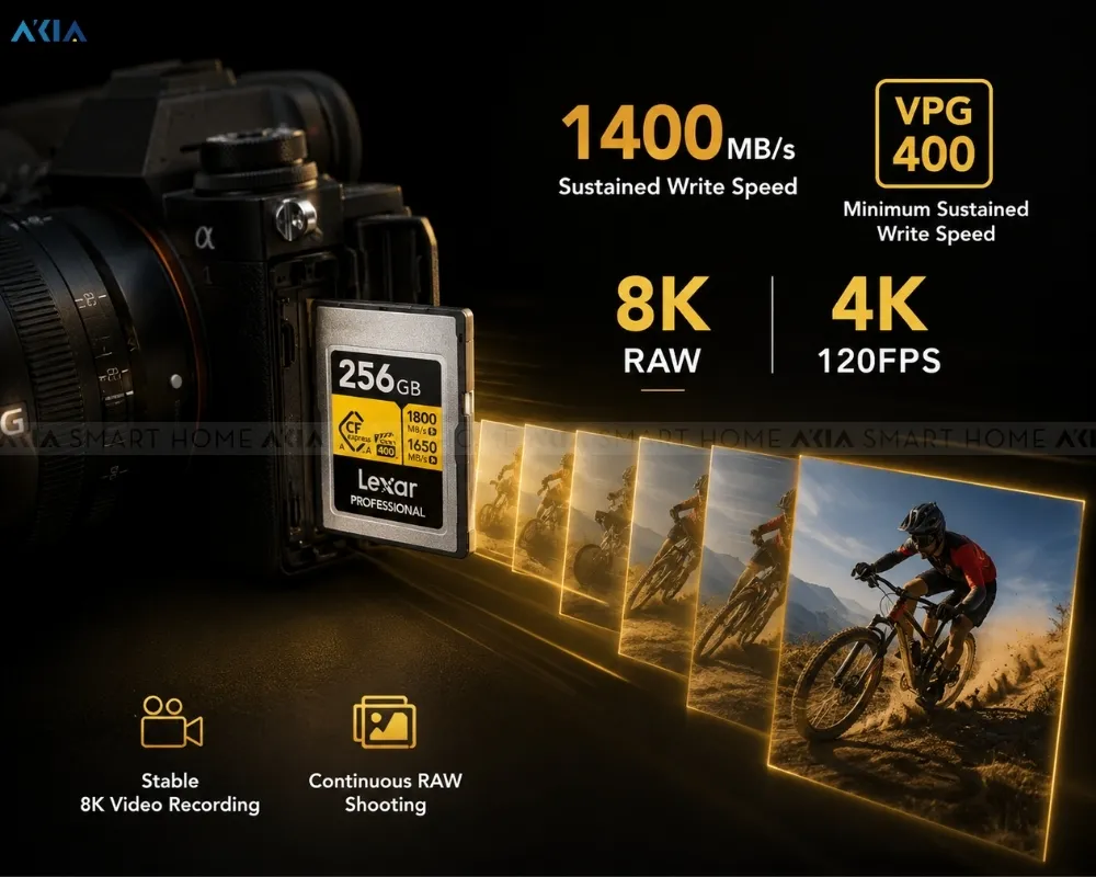 Thẻ Nhớ Lexar Professional Gold Cfexpress 4.0 Type A - 256Gb 12 Thẻ Nhớ Lexar Professional Gold Cfexpress 4.0 Type A – 256Gb - Akia Smart Home
