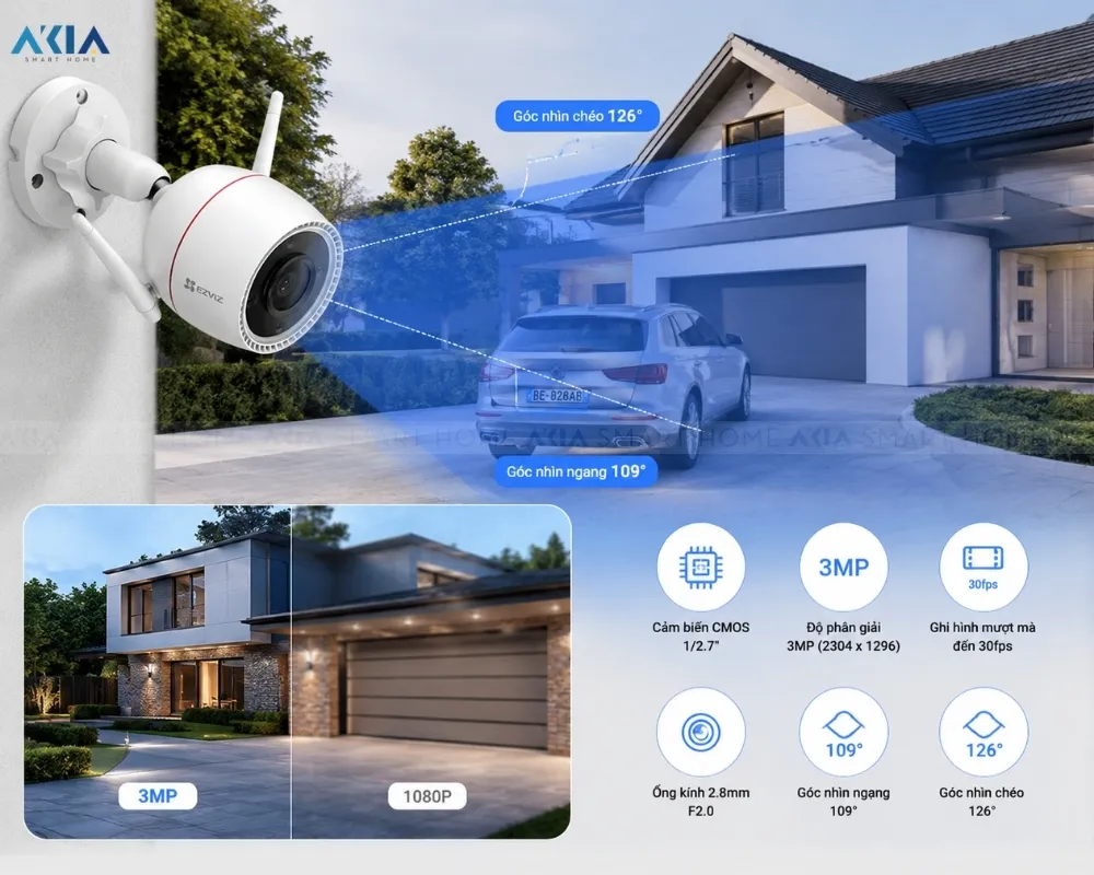 Camera Wifi Ngoài Trời Ezviz C3Tn 3Mp 9 Camera Wifi Ngoài Trời Ezviz C3Tn 3Mp - Akia Smart Home