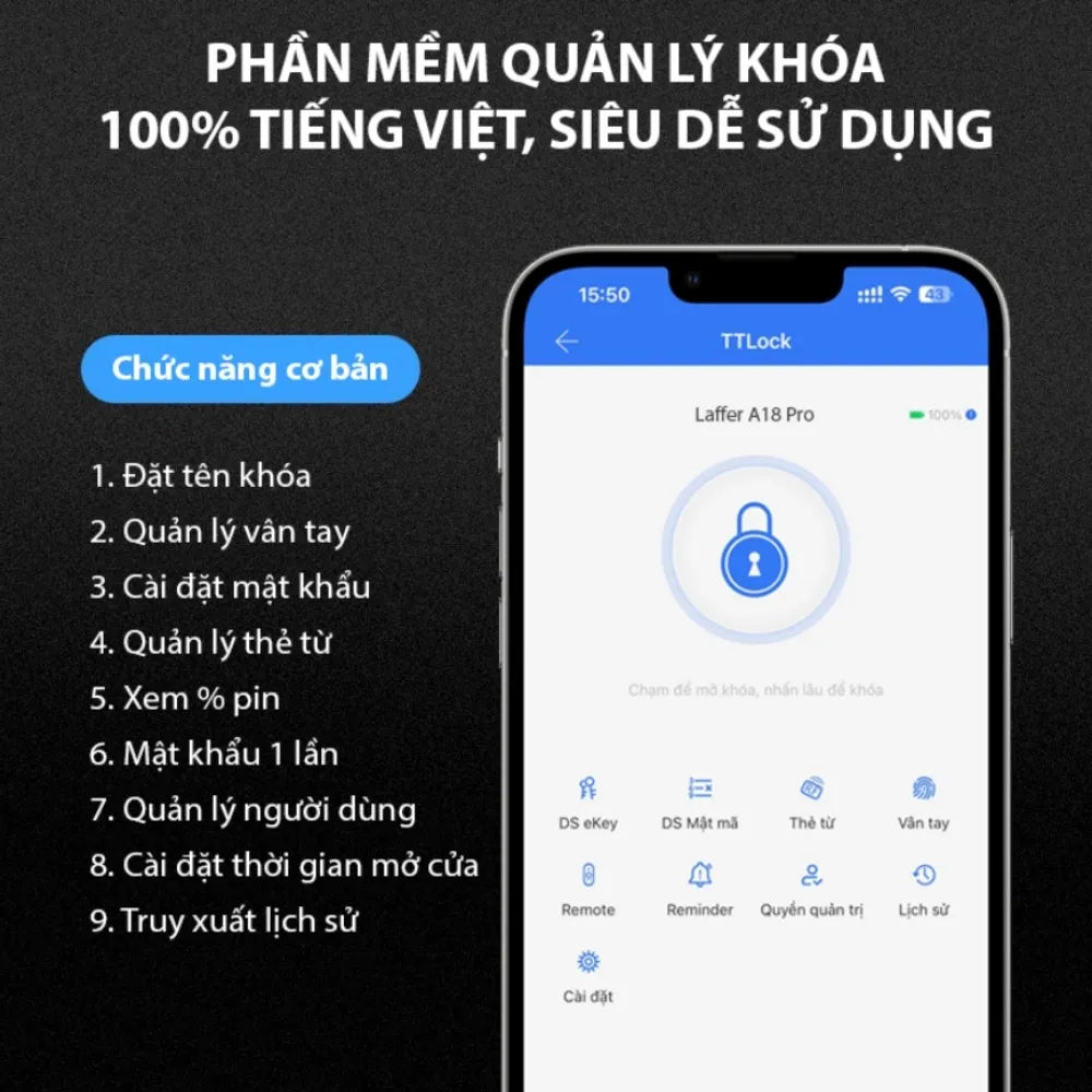 Khoá Cổng Vân Tay Ngoài Trời Laffer A18 Pro Nắp Trượt 51 Khoá Cổng Vân Tay Ngoài Trời Laffer A18 Pro - Akia Smart Home
