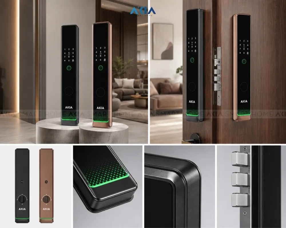 Khóa Vân Tay Cửa Gỗ Nhận Diện Khuôn Mặt Akia Azt-A07 Pro 8 Khóa Thông Minh Cửa Gỗ Akia Azt-A07 &Amp; Akia Azt-A07 Pro - Akia Smart Home