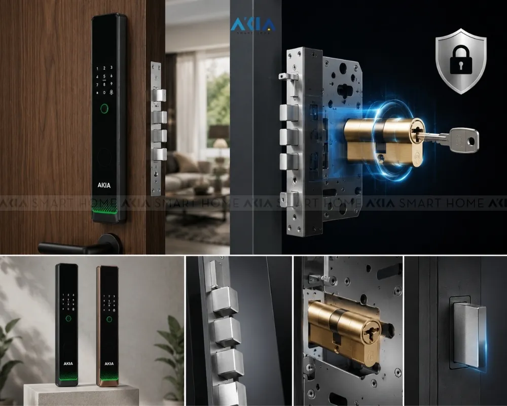 Khóa Vân Tay Cửa Gỗ Nhận Diện Khuôn Mặt Akia Azt-A07 Pro 9 Khóa Thông Minh Cửa Gỗ Akia Azt-A07 &Amp; Akia Azt-A07 Pro - Akia Smart Home