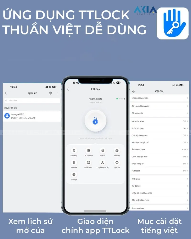 Khóa Vân Tay Cửa Nhôm Xingfa Akia Melo 301 19 Khóa Vân Tay Cửa Nhôm Xingfa Akia Melo 301 - Akia Smart Home