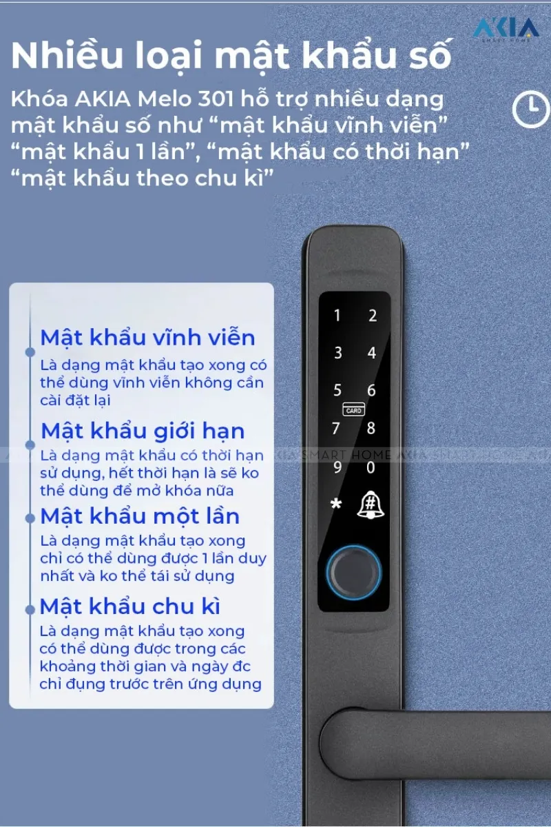 Khóa Vân Tay Cửa Nhôm Xingfa Akia Melo 301 20 Khóa Vân Tay Cửa Nhôm Xingfa Akia Melo 301 - Akia Smart Home