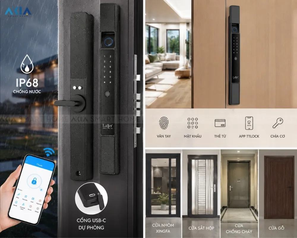 Khóa Vân Tay Tự Động Laffer Xf93 8 Khóa Cửa Vân Tay Tự Động Laffer Xf93 - Akia Smart Home