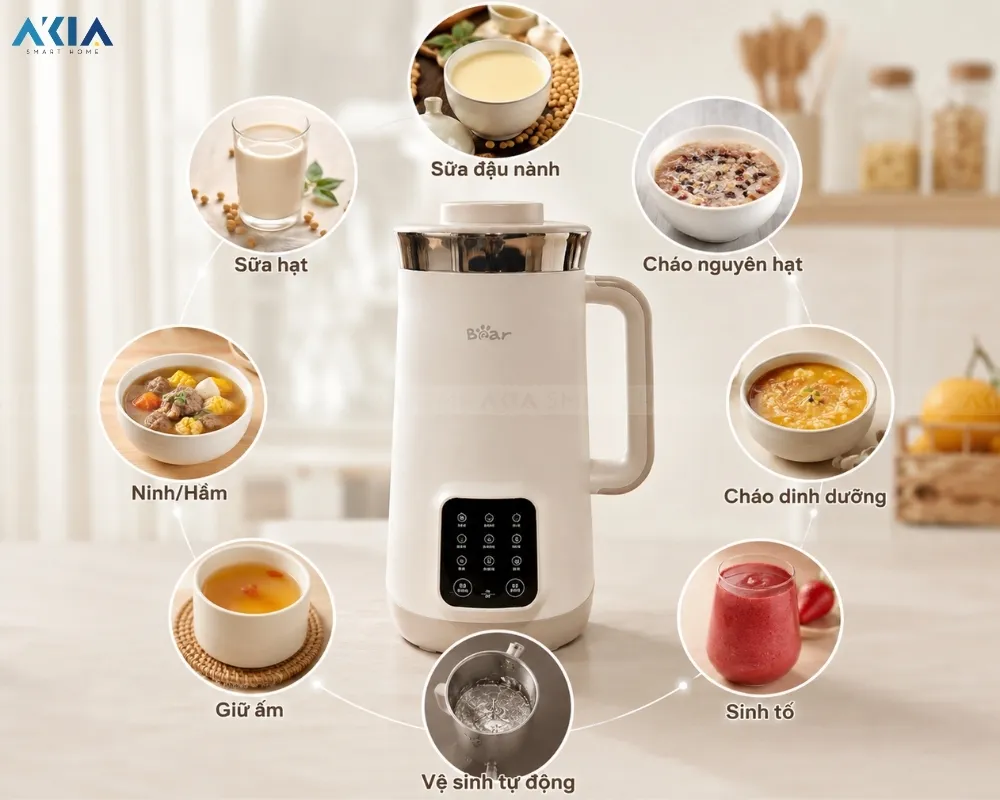 Máy Làm Sữa Hạt Bear Sb-Sh12H 8 Máy Làm Sữa Hạt Bear Sb-Sh12H - Akia Smart Home