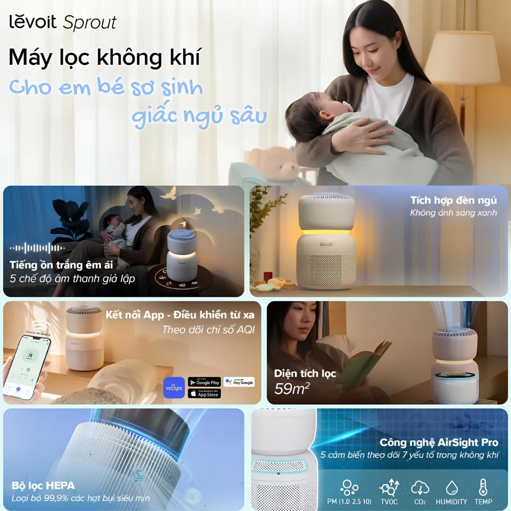 Máy Lọc Không Khí Cho Trẻ Sơ Sinh Levoit Sprout 9 Máy Lọc Không Khí Cho Trẻ Sơ Sinh Levoit Sprout - Akia Smart Home