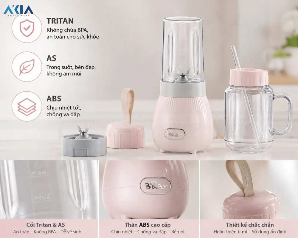 Máy Xay Sinh Tố Cầm Tay 0.4L Bear Bl-4H04M - Akia Smart Home