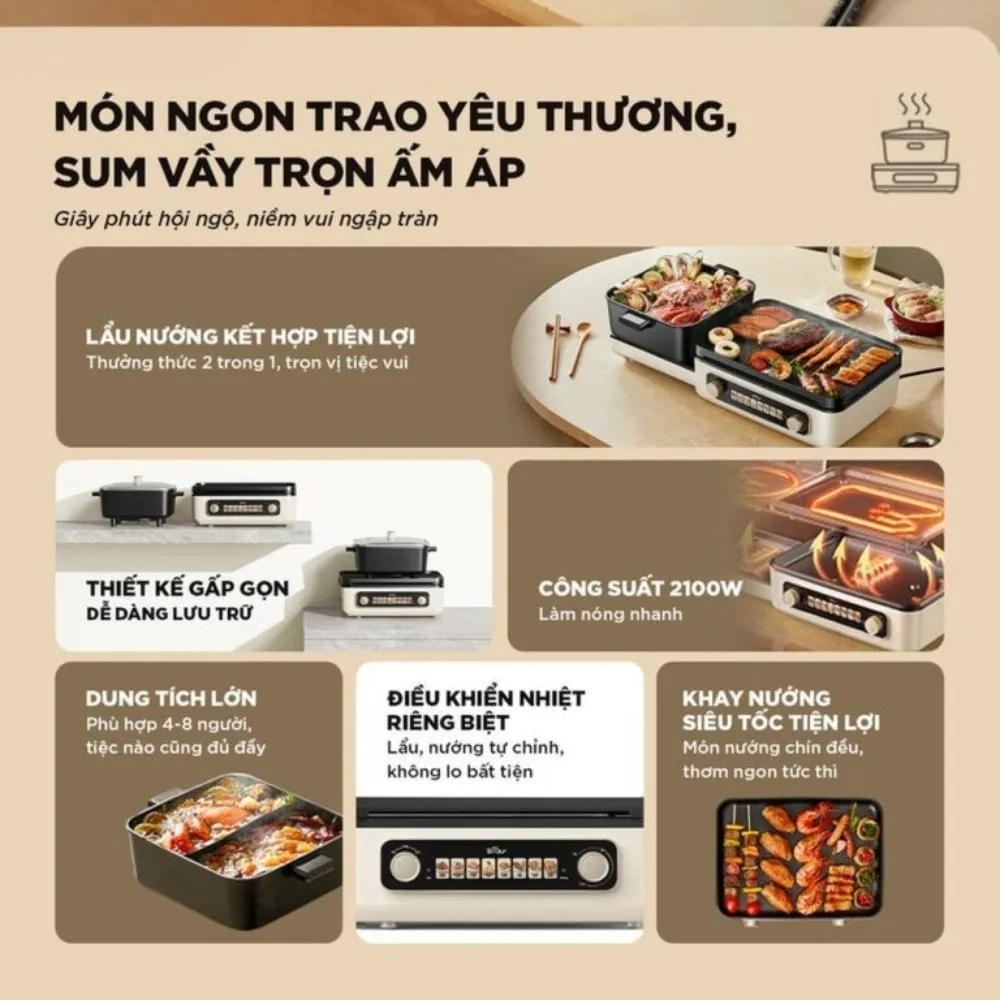 Nồi Lẩu Nướng Đa Năng Bear Gr-5H22R83 13 Nồi Lẩu Nướng Đa Năng Bear Gr-5H22R83 - Akia Smart Home