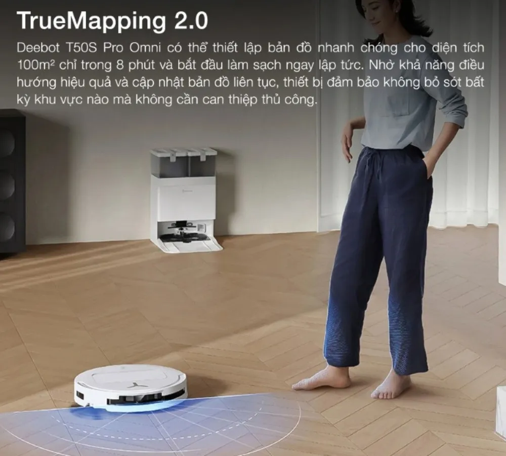 Robot Hút Bụi Lau Nhà Ecovacs Deebot T50S Pro Omni - Akia Smart Home