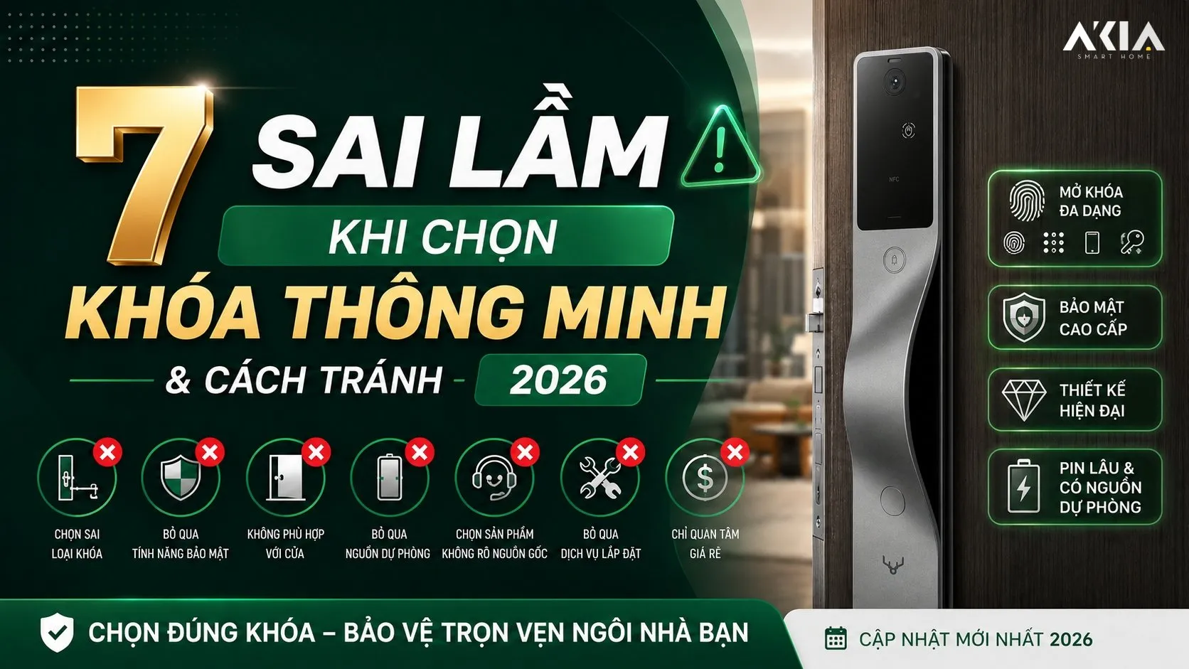 7 Sai Lầm Khi Chọn Khóa Thông Minh & Cách Tránh 2026 - Akia Smart Home