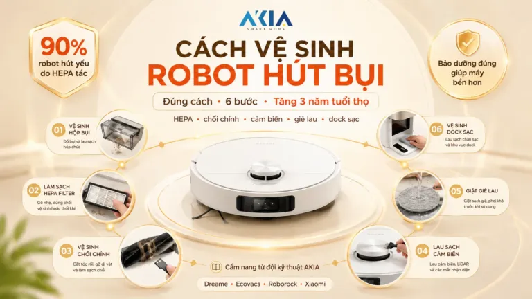 Akia Smart Home - Cung Cấp Thiết Bị Nhà Thông Minh Hàng Đầu Vn 121 Cách Vệ Sinh Robot Hút Bụi Đúng Cách: 6 Bước Tăng 3 Năm Tuổi Thọ