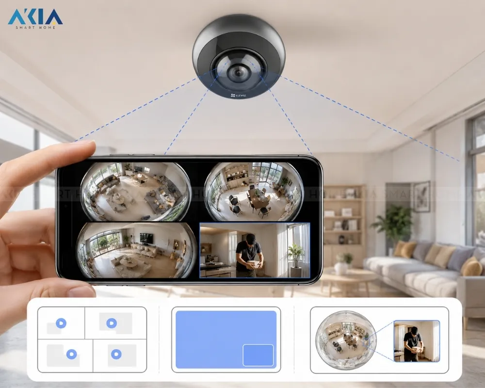 Camera Wifi Mắt Cá Toàn Cảnh Ezviz E4P 3K 14 Camera Wifi Mắt Cá Toàn Cảnh Ezviz E4P 3K - Akia Smart Home
