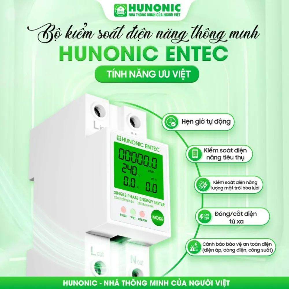 Công Tơ Điện Tử Thông Minh Hunonic Entec 9 Công Tơ Điện Tử Thông Minh Hunonic Entec - Akia Smart Home