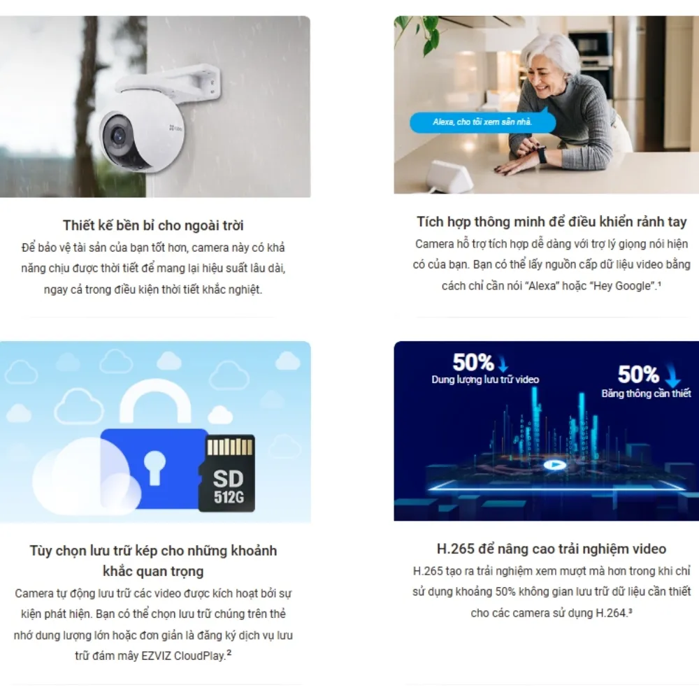 Camera Ngoài Trời Wifi Quay Quét Ezviz H8X 2K 18 Camera Ngoài Trời Wifi Quay Quét Ezviz H8X 2K - Akia Smart Home