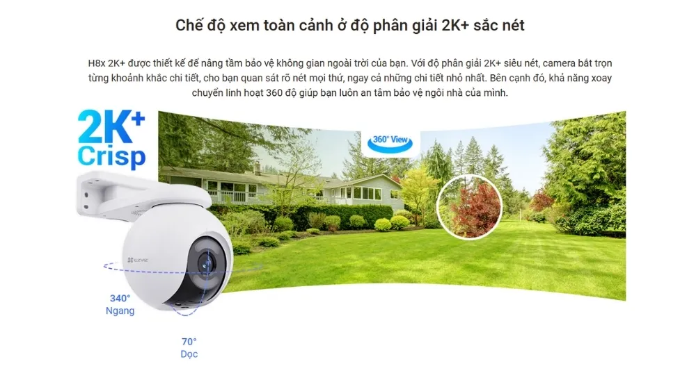 Camera Ngoài Trời Wifi Quay Quét Ezviz H8X 2K 10 Camera Ngoài Trời Wifi Quay Quét Ezviz H8X 2K - Akia Smart Home