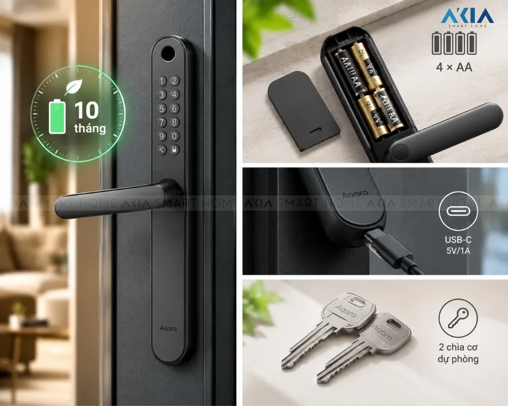 Khóa Cửa Vân Tay Thông Minh Aqara U600 Cửa Nhôm 14 Khóa Cửa Vân Tay Thông Minh Aqara U600 Dành Cho Cửa Nhôm - Akia Smart Home