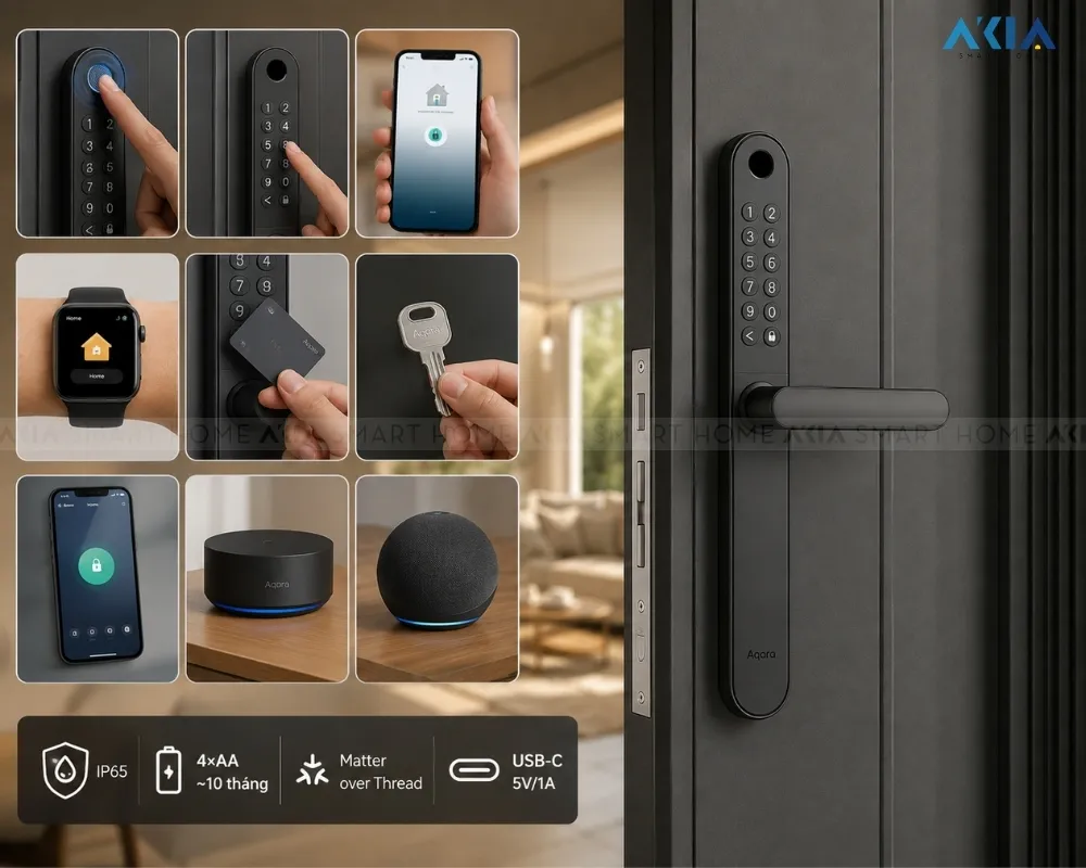 Khóa Cửa Vân Tay Thông Minh Aqara U600 Cửa Nhôm 16 Khóa Cửa Vân Tay Thông Minh Aqara U600 Dành Cho Cửa Nhôm - Akia Smart Home