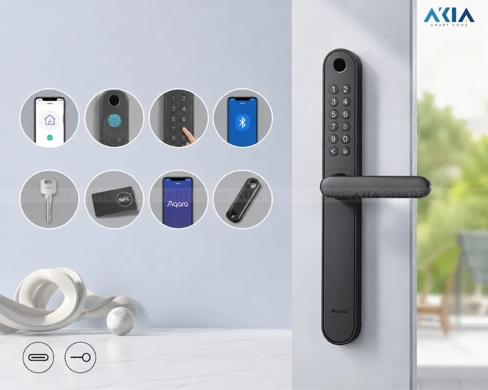 Khóa Cửa Vân Tay Thông Minh Aqara U600 Cửa Nhôm 10 Khóa Cửa Vân Tay Thông Minh Aqara U600 Dành Cho Cửa Nhôm - Akia Smart Home