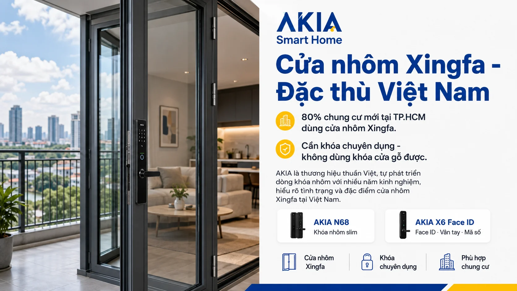 Khóa Thông Minh Lắp Trên Cửa Nhôm Xingfa Tại Việt Nam — Chống Nước Ip65, Phù Hợp Cửa Ngoài Trời, Thi Công Bởi Akia Smart Home — Akia Smart Home Tháng 6/2026