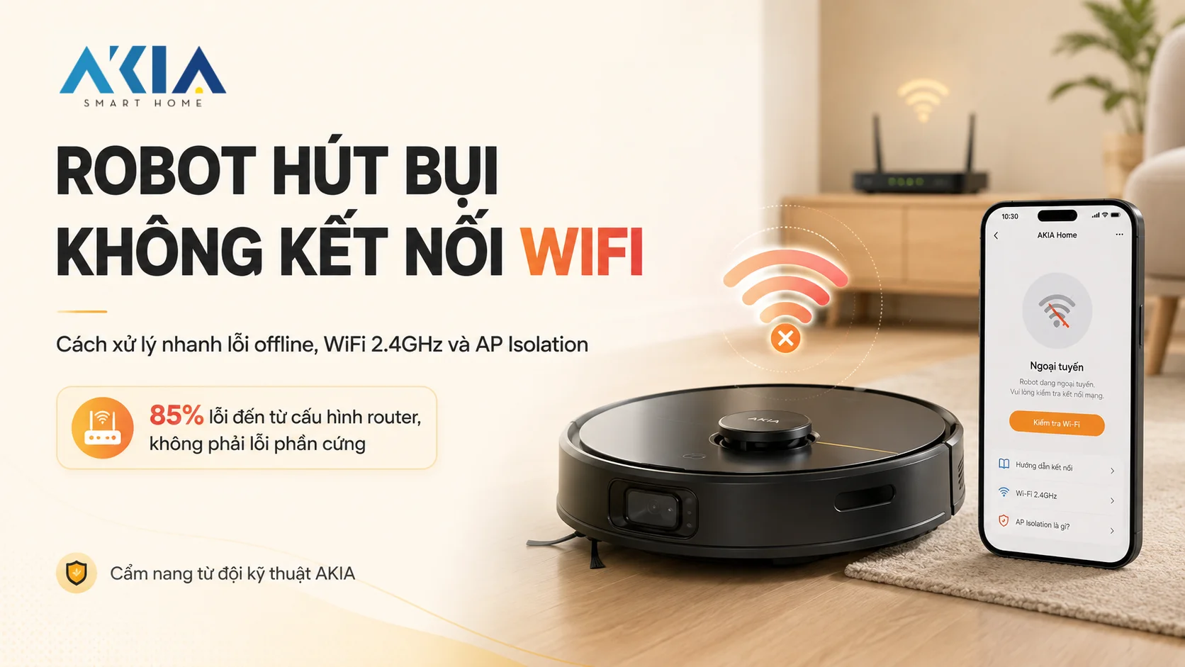 Robot Hút Bụi Không Kết Nối Wifi: 6 Cách Khắc Phục Nhanh - Akia Smart Home