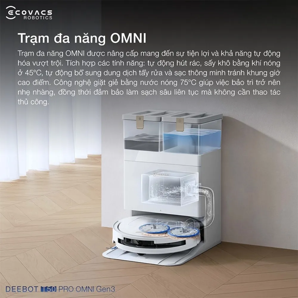 Robot Hút Bụi Lau Nhà Ecovacs Deebot T50 Pro Omni Gen3 54 Robot Hút Bụi Lau Nhà Ecovacs Deebot T50 Pro Omni Gen3 - Akia Smart Home