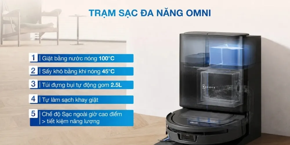 Robot Hút Bụi Lau Nhà Ecovacs Deebot T80 Max Omni 53 Robot Hút Bụi Lau Nhà Ecovacs Deebot T80 Max Omni – Đen - Akia Smart Home