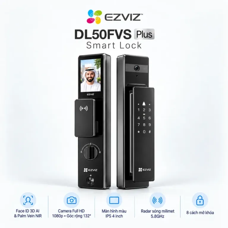 Khóa thông minh EZVIZ DL50FVS Plus: Face ID 3D & Palm Vein - AKIA Smart Home