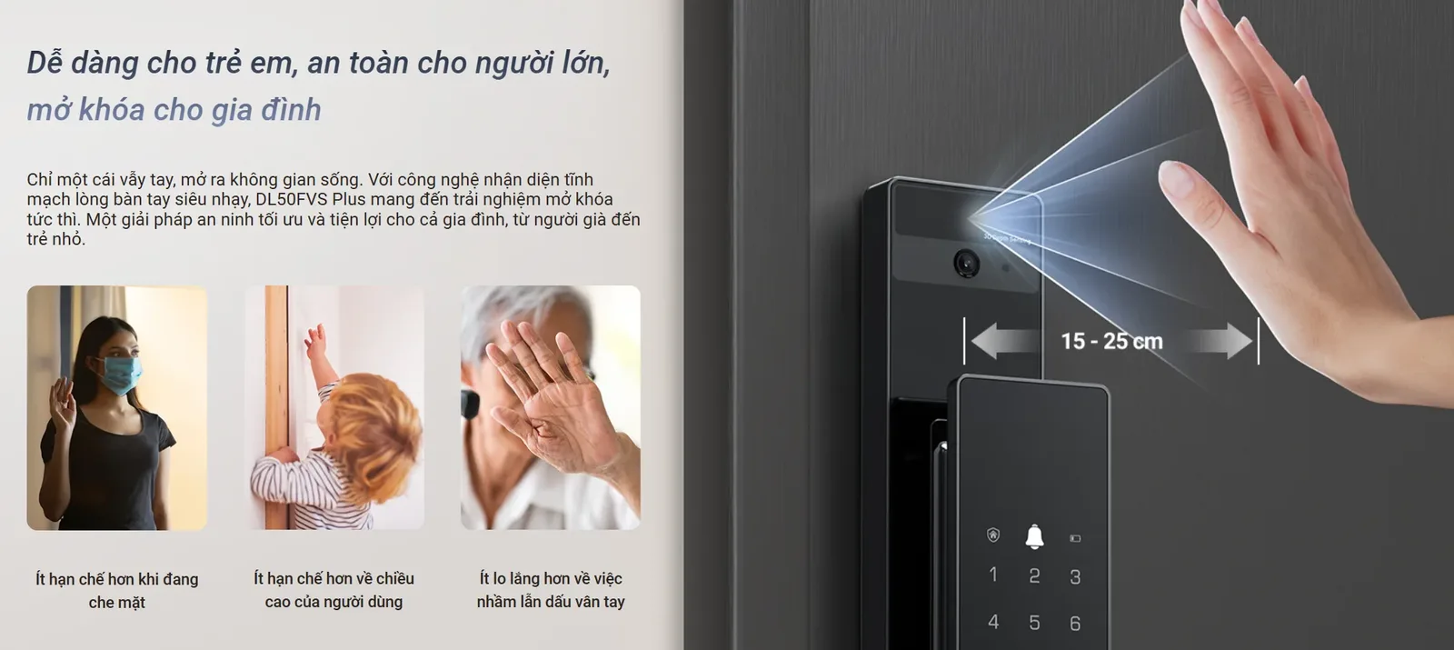 Khóa Thông Minh Ezviz Dl50Fvs Plus: Face Id 3D &Amp; Palm Vein 5 Công Nghệ Quét Tĩnh Mạch Lòng Bàn Tay Palm Vein Nir Không Chạm Trên Khóa Ezviz Dl50Fvs Plus