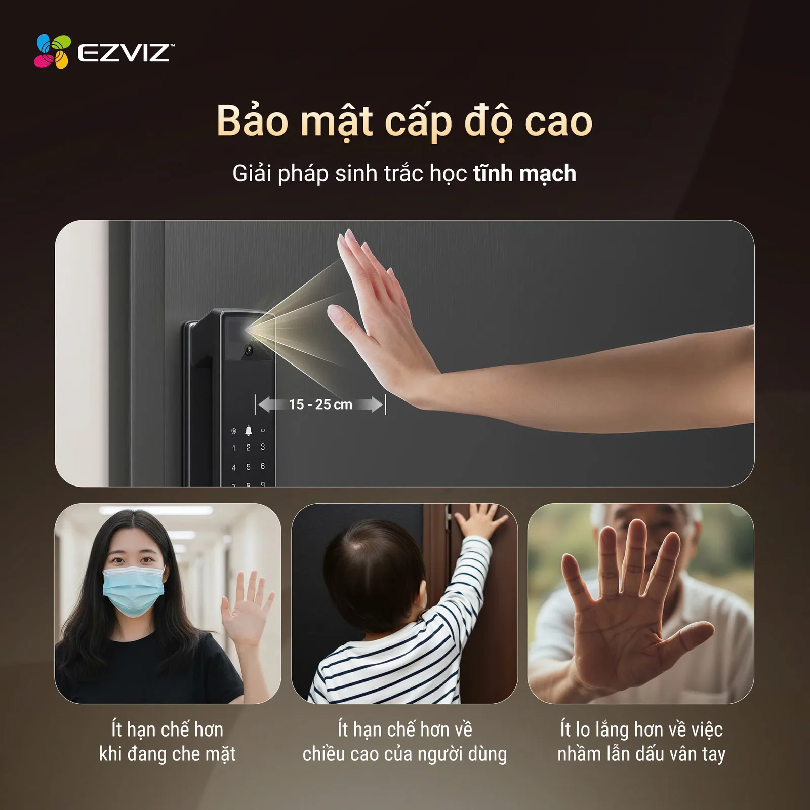 Công Nghệ Quét Tĩnh Mạch Lòng Bàn Tay Nir Và Face Id 3D Ai Bảo Mật Trên Ezviz Y3000Fvp Plus