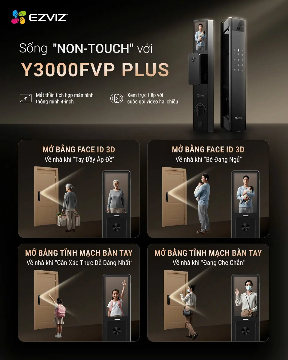 8 Phương Thức Mở Khóa Thông Minh Đa Dạng Trên Khóa Ezviz Y3000Fvp Plus