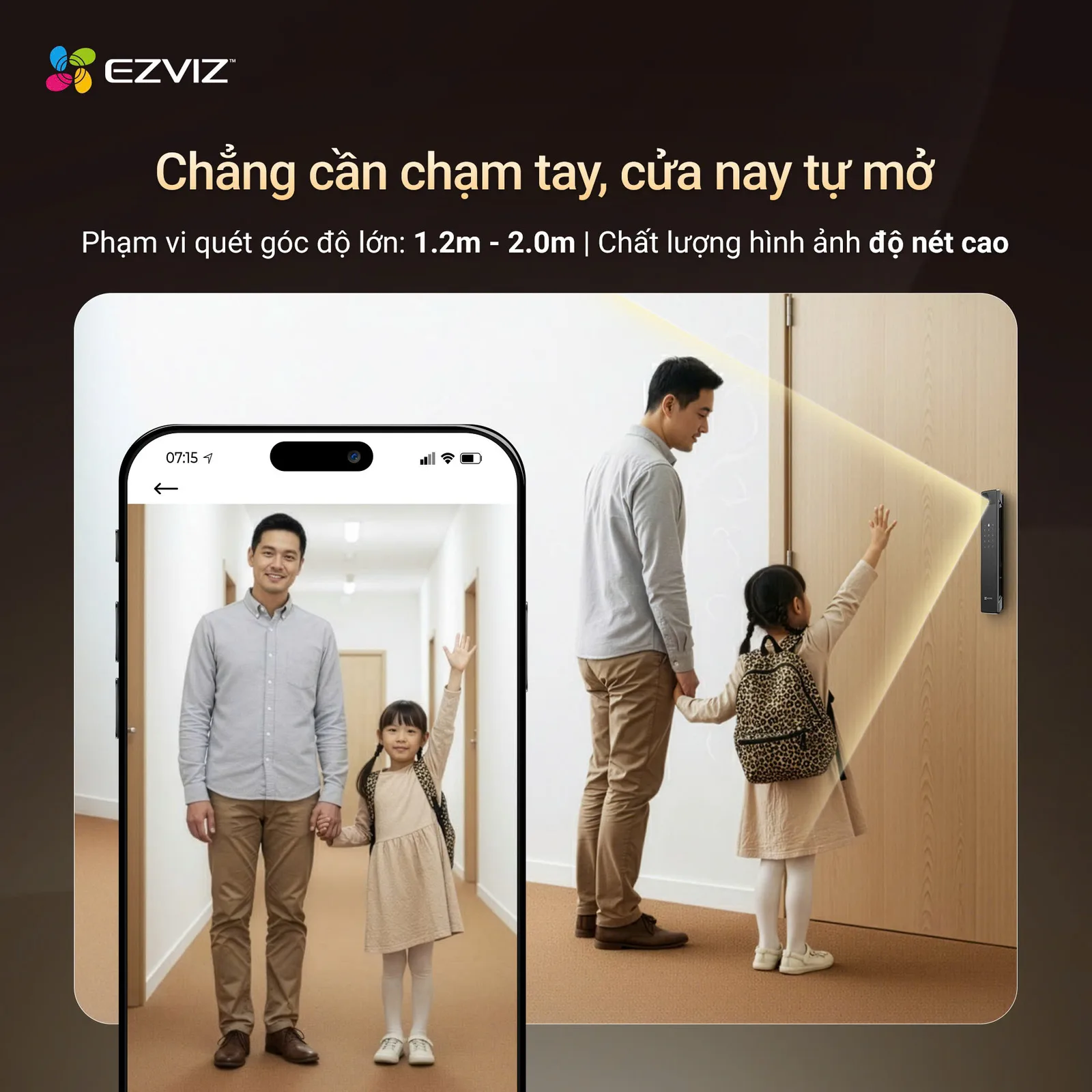 Khóa Điện Tử Ezviz Y3000Fvp Plus Lắp Đặt Cạnh Cửa Gỗ Sang Trọng